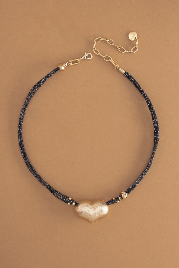 Gold Brushed Heart Pendant Necklace - Nakamol