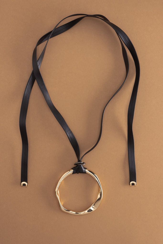 Textured Gold Ring Pendant Necklace - Nakamol