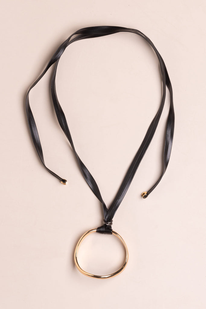 Textured Gold Ring Pendant Necklace - Nakamol