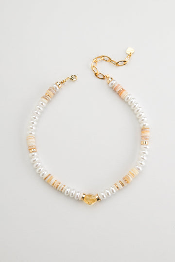 White Pearl Mix Necklace - Nakamol