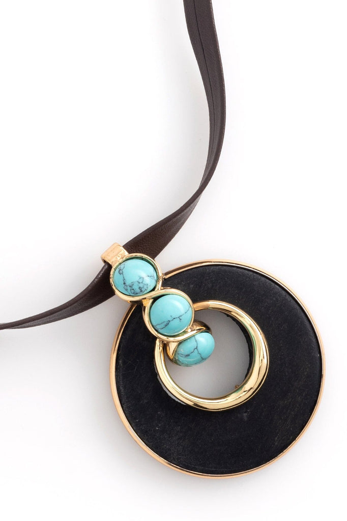 Black Turquoise Disc Necklace - Nakamol