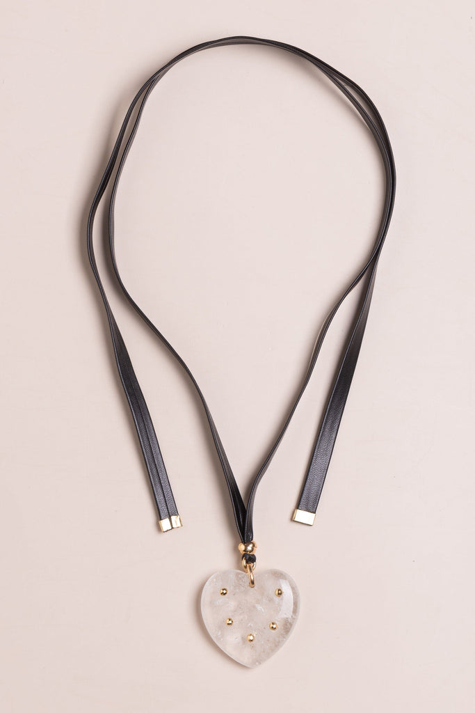 Crystal Heart Ribbon Necklace - Nakamol