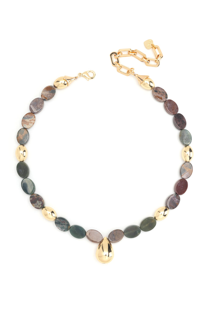 Chunky Unakite Gold Necklace - Nakamol