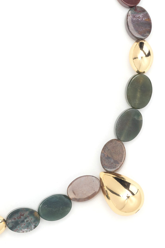 Chunky Unakite Gold Necklace - Nakamol