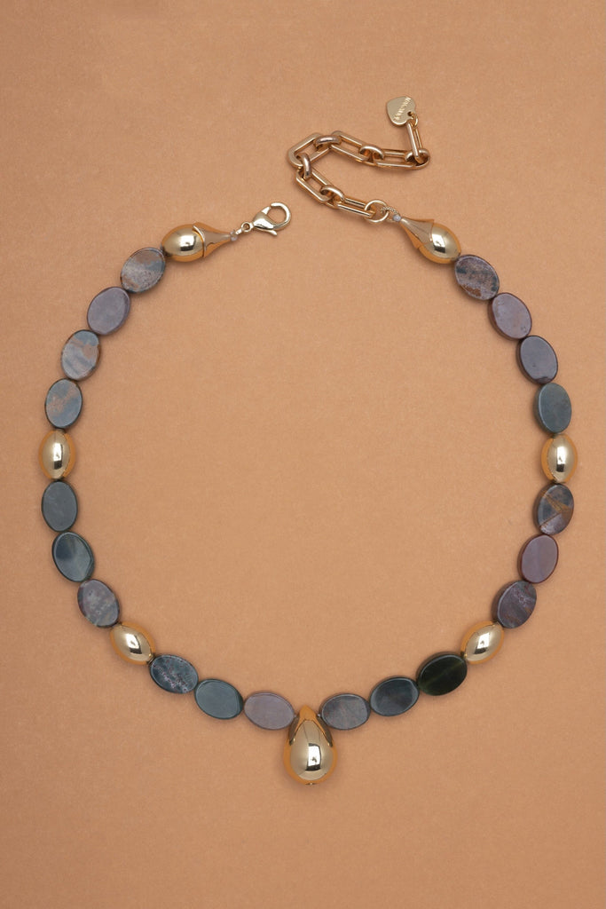 Chunky Unakite Gold Necklace - Nakamol