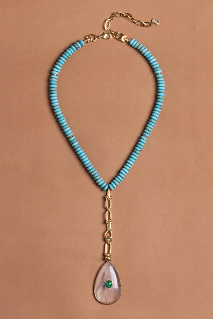 Crystal Pendant Turquoise Bead Necklace - Nakamol