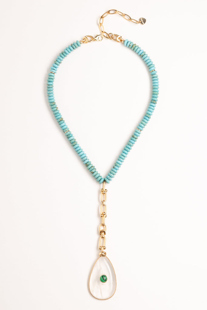 Crystal Pendant Turquoise Bead Necklace - Nakamol