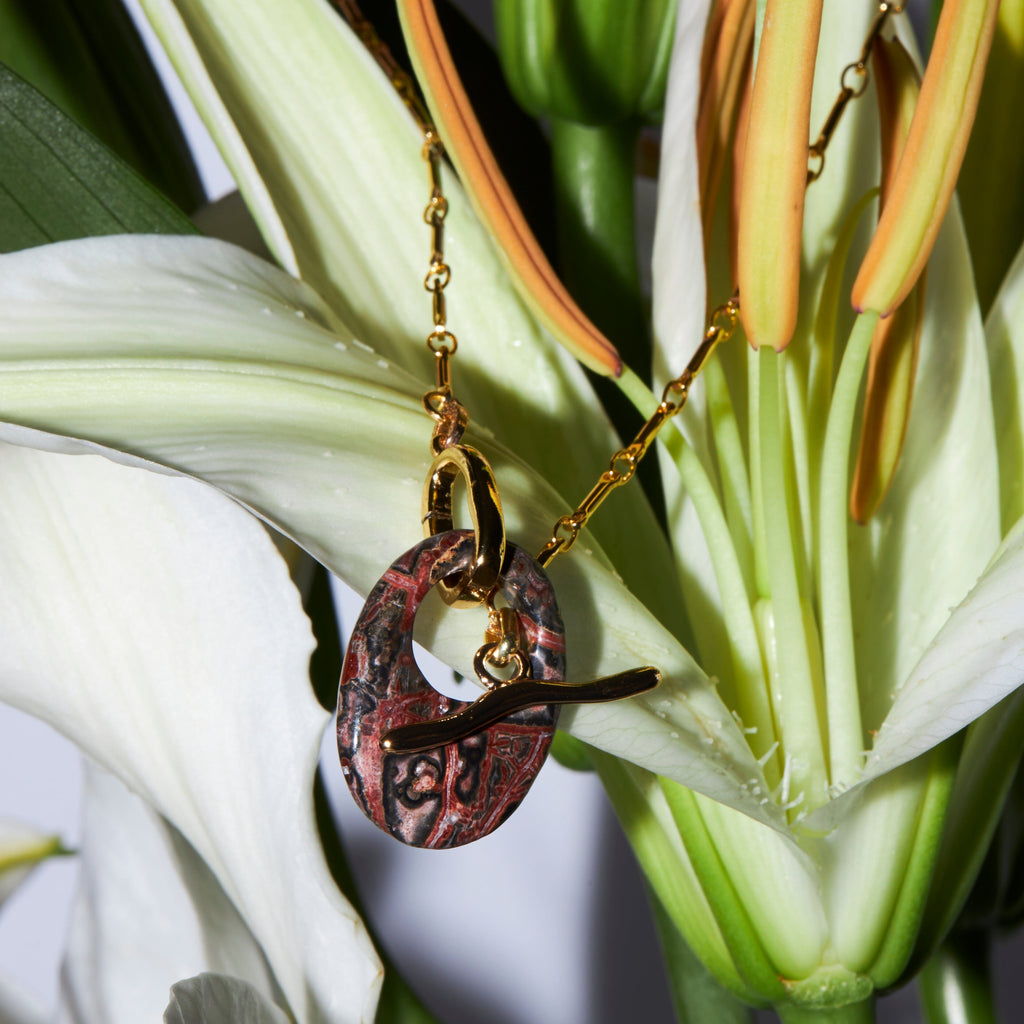 Brown Agate Disc Pendant Necklace - Nakamol
