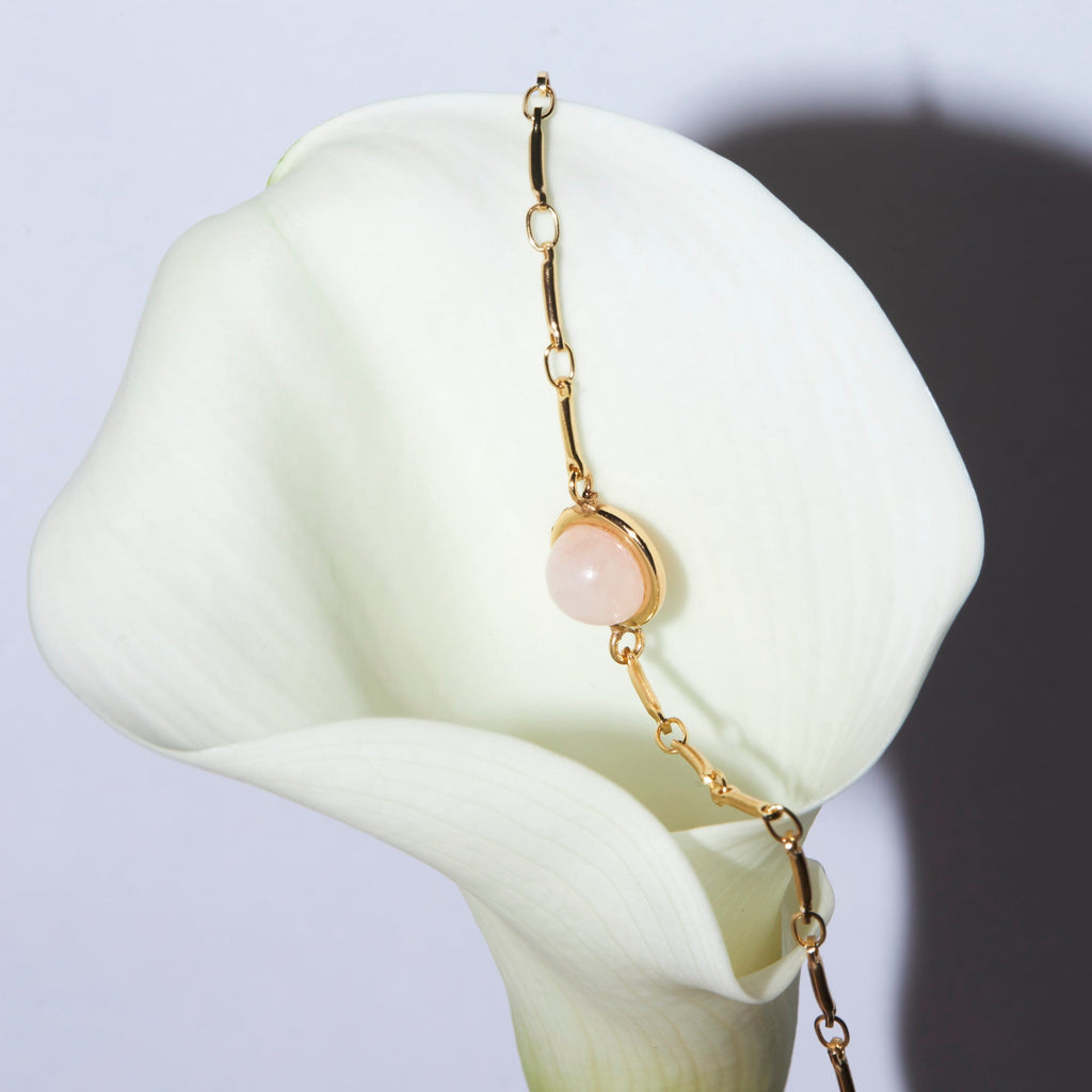 Rose Quartz Coin Stone Bracelet - Nakamol