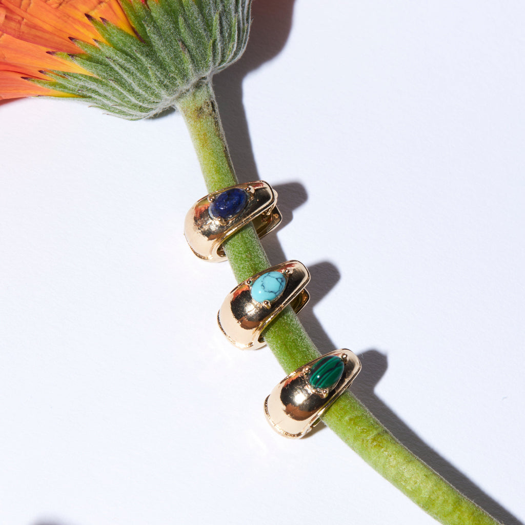 Turquoise Gold Huggie Earrings - Nakamol