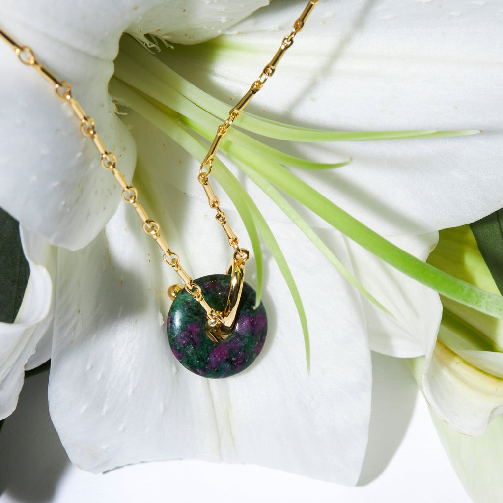 Green Disc Pendant Necklace - Nakamol