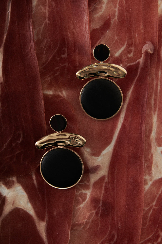 Black Gold Geometric Earrings - Nakamol