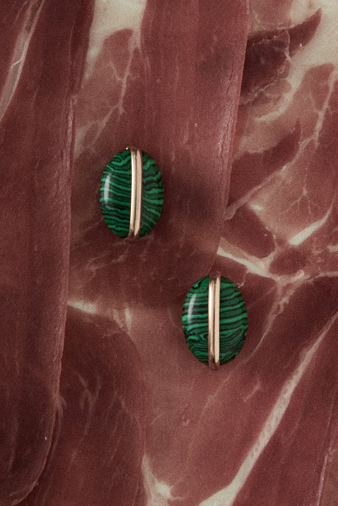 Malachite Gold Bean Earrings - Nakamol