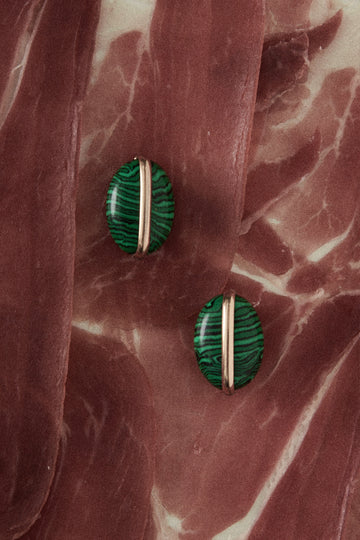 Malachite Gold Bean Earrings - Nakamol