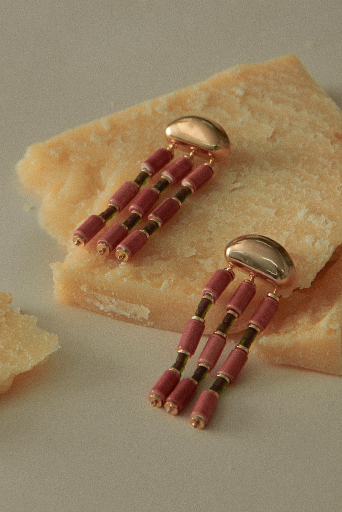 Orange Fringe Beaded Earrings - Nakamol