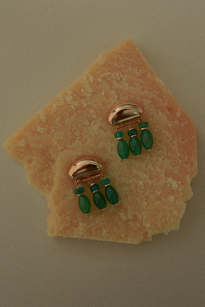 Green Short Chandelier Earrings - Nakamol
