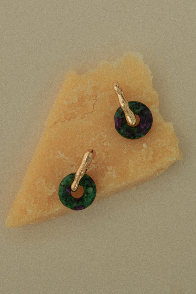 Green Disc Earrings - Nakamol
