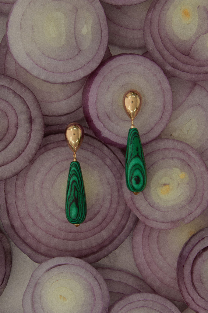 Malachite Elongated Drop Earrings - Nakamol
