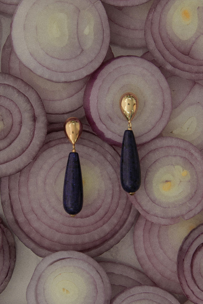 Lapis Lazuli Elongated Drop Earrings - Nakamol