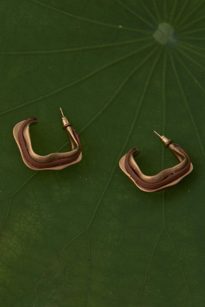 Brown Rhodium Gold Earrings - Nakamol