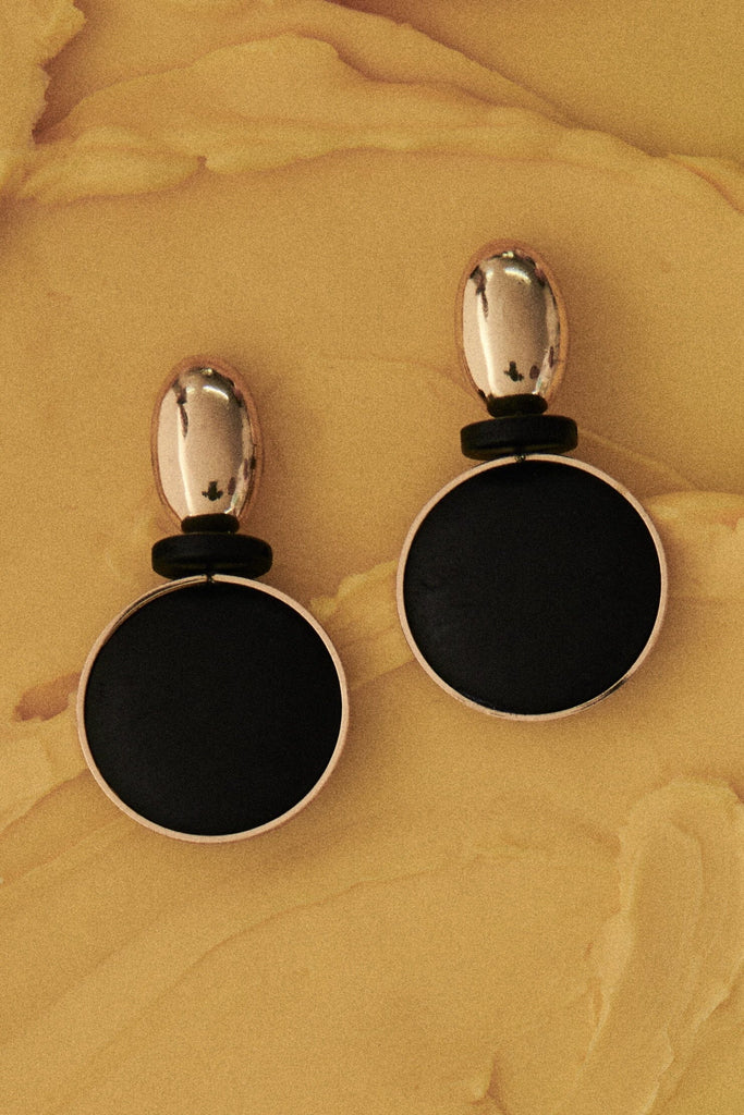 Black Coin Drop Earrings - Nakamol