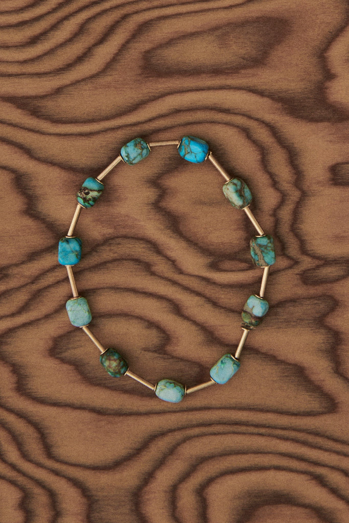 Turquoise Stone Bead Stretchy Bracelet - Nakamol