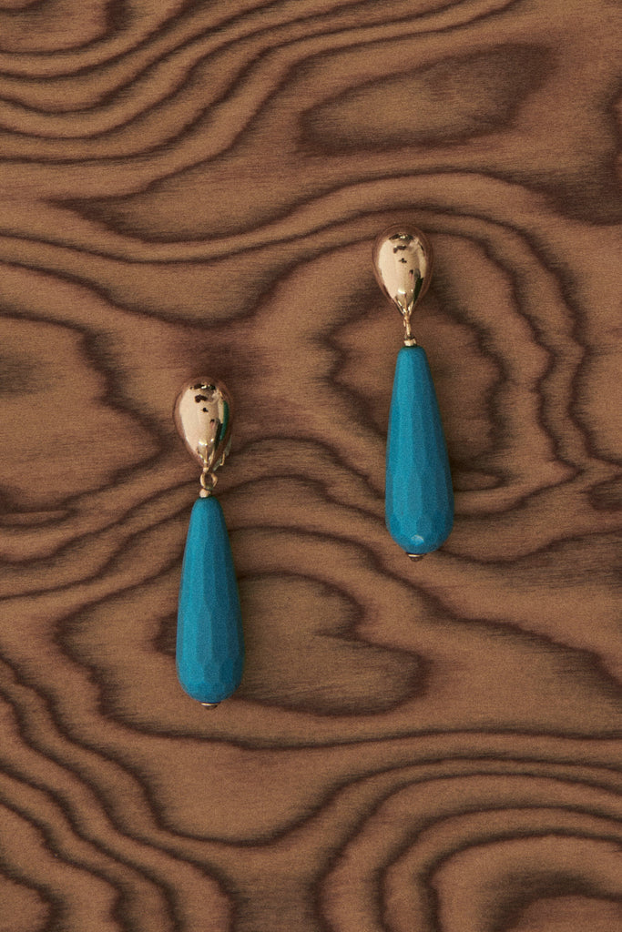 Aqua Elongated Stone Drop Earrings - Nakamol