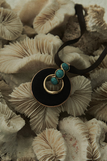 Black Turquoise Disc Necklace - Nakamol