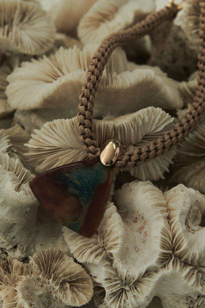 Blue Brown Stone Pendant Necklace - Nakamol