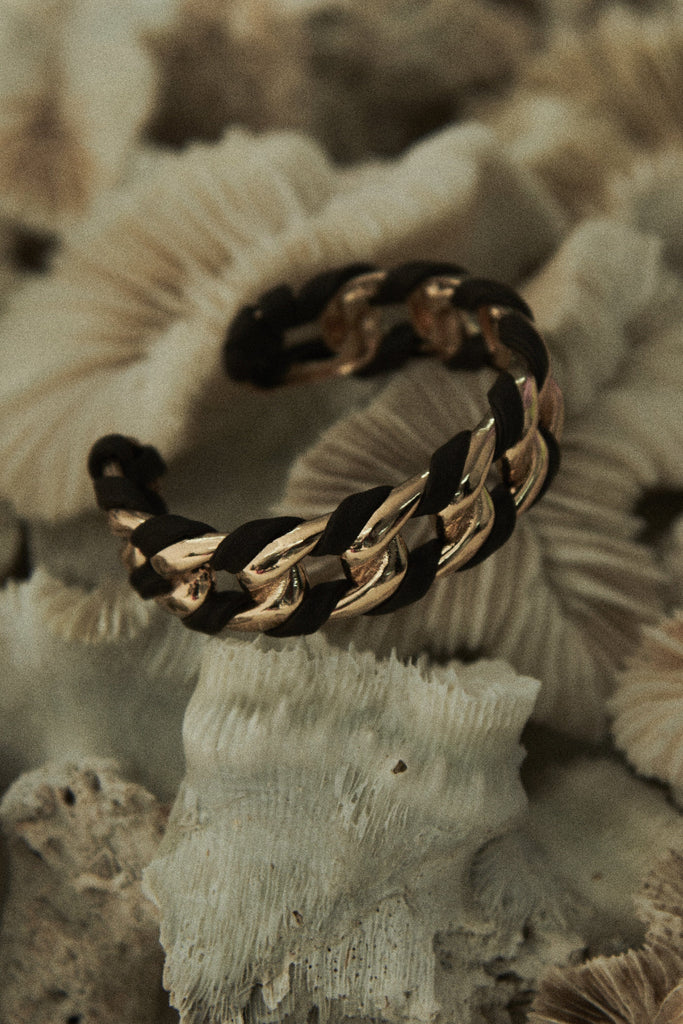 Dark Brown Gold Half Bangle - Nakamol