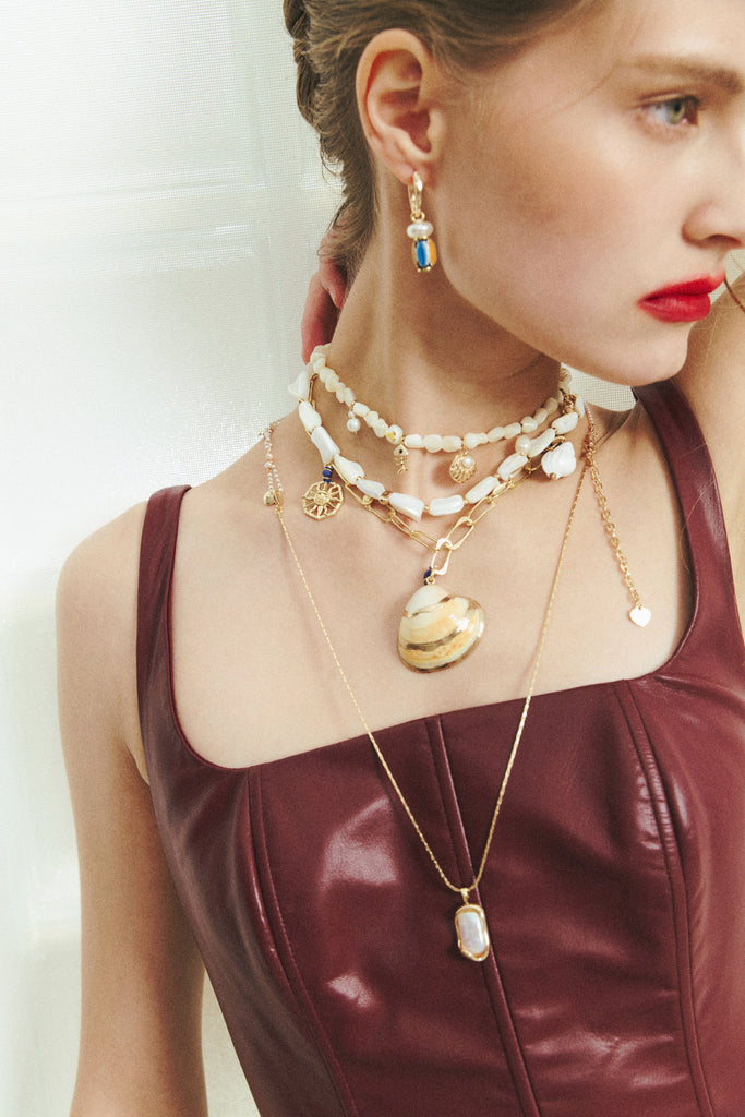 White Elongated Bead Necklace - Nakamol