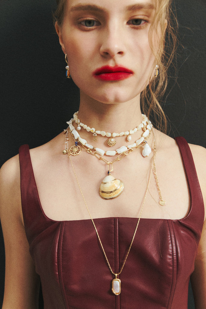 White Elongated Bead Necklace - Nakamol