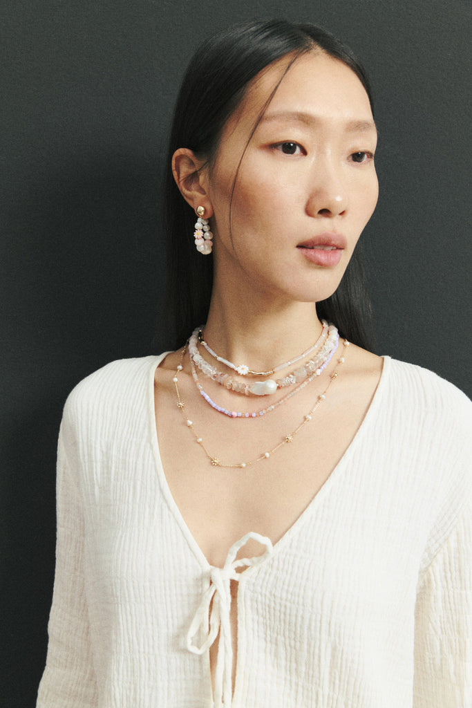 Asymmetrical Floral Bead Necklace - Nakamol