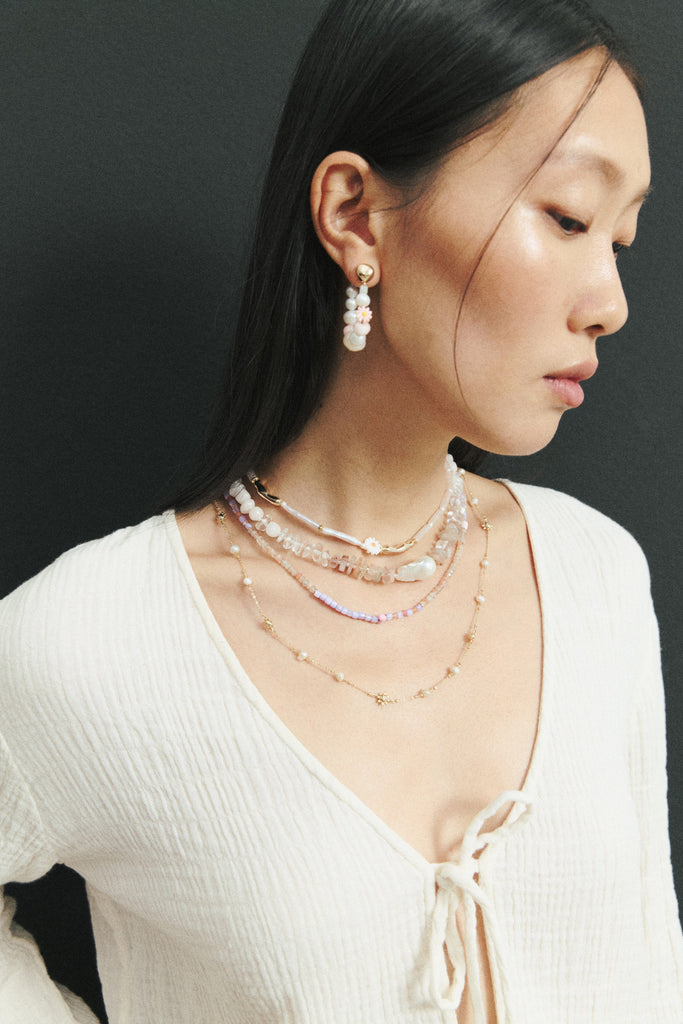 White Pearl Mix Necklace - Nakamol