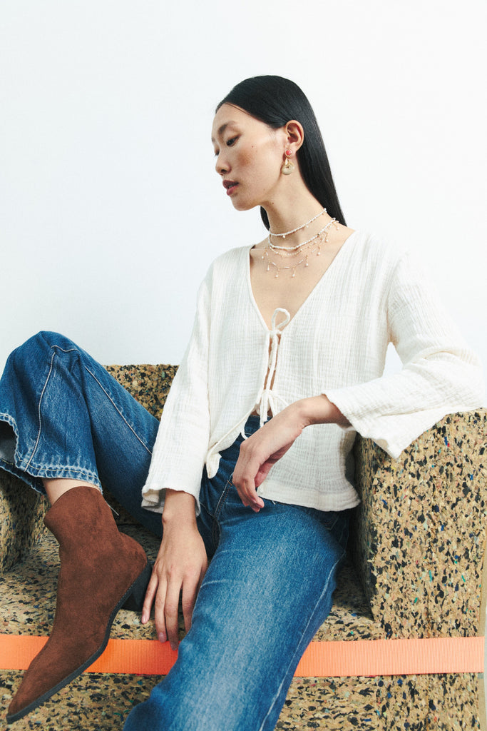 White Pearl Charm Necklace - Nakamol