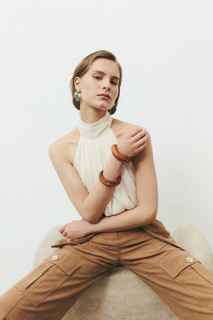 Turquoise White Pearl Statement Earrings - Nakamol