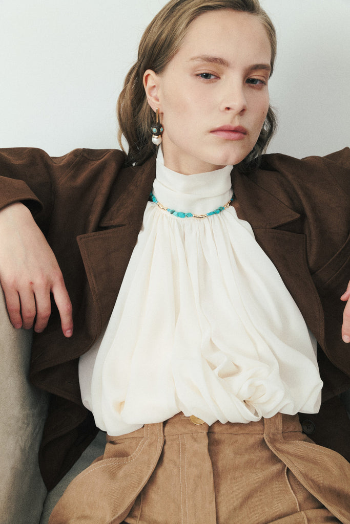 Geometrical Turquoise Pearl Drop Earrings - Nakamol