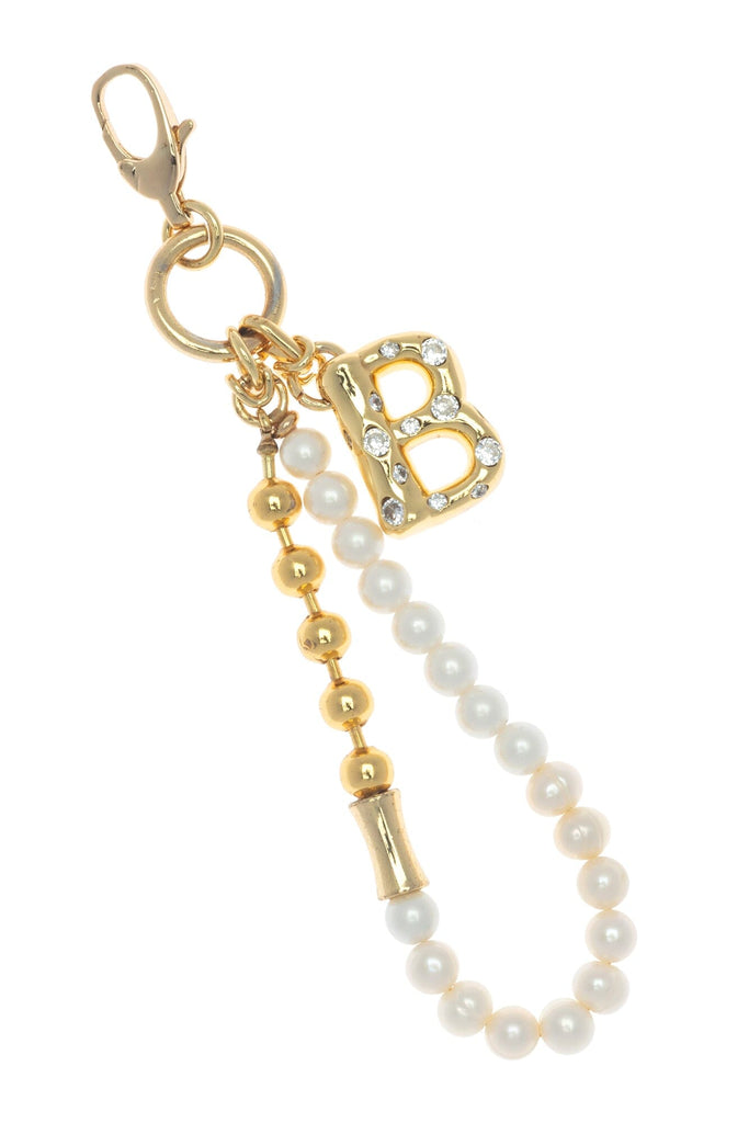 B Gold White Elegant Keychain - Nakamol