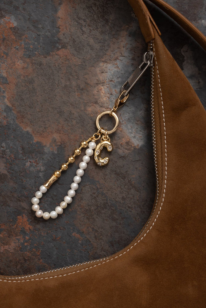 C Gold White Elegant Keychain - Nakamol