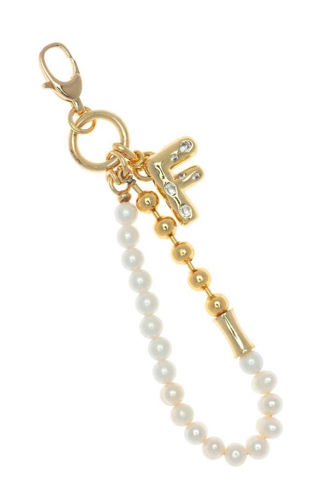 F Gold White Elegant Keychain - Nakamol
