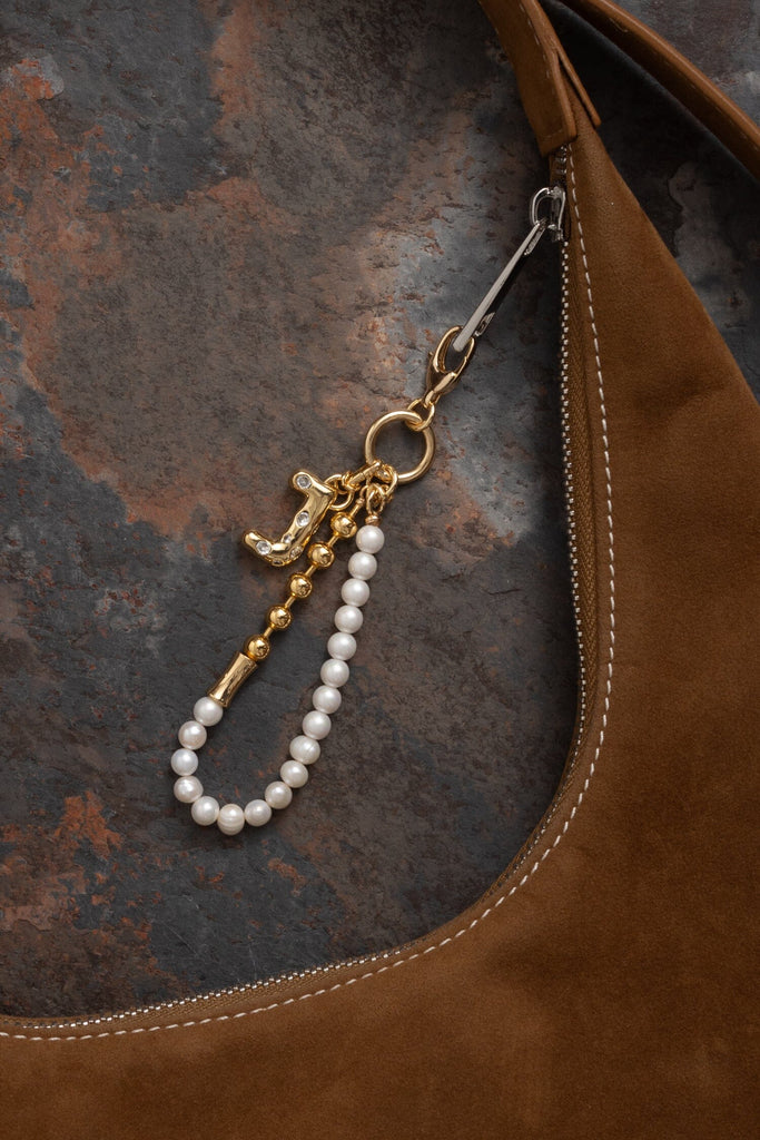 J Gold White Elegant Keychain - Nakamol