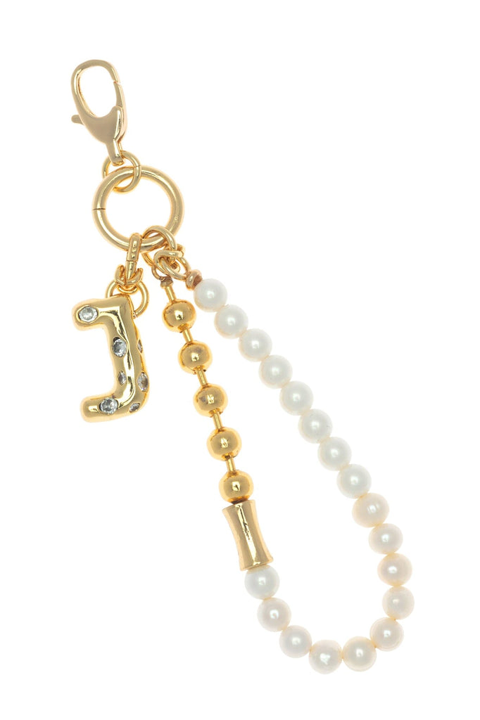 J Gold White Elegant Keychain - Nakamol