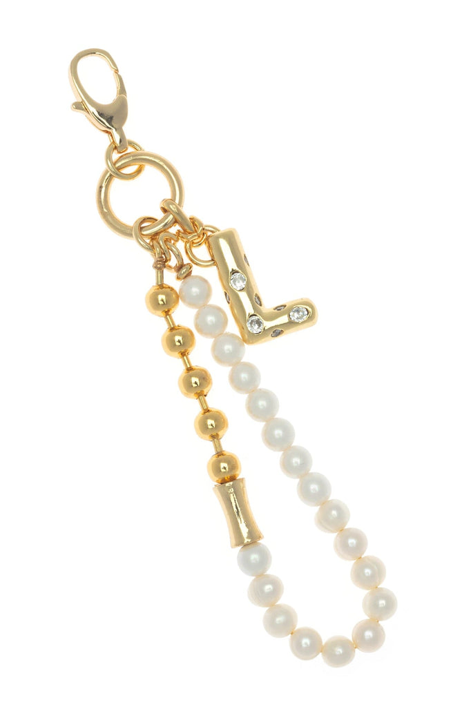 L Gold White Elegant Keychain - Nakamol