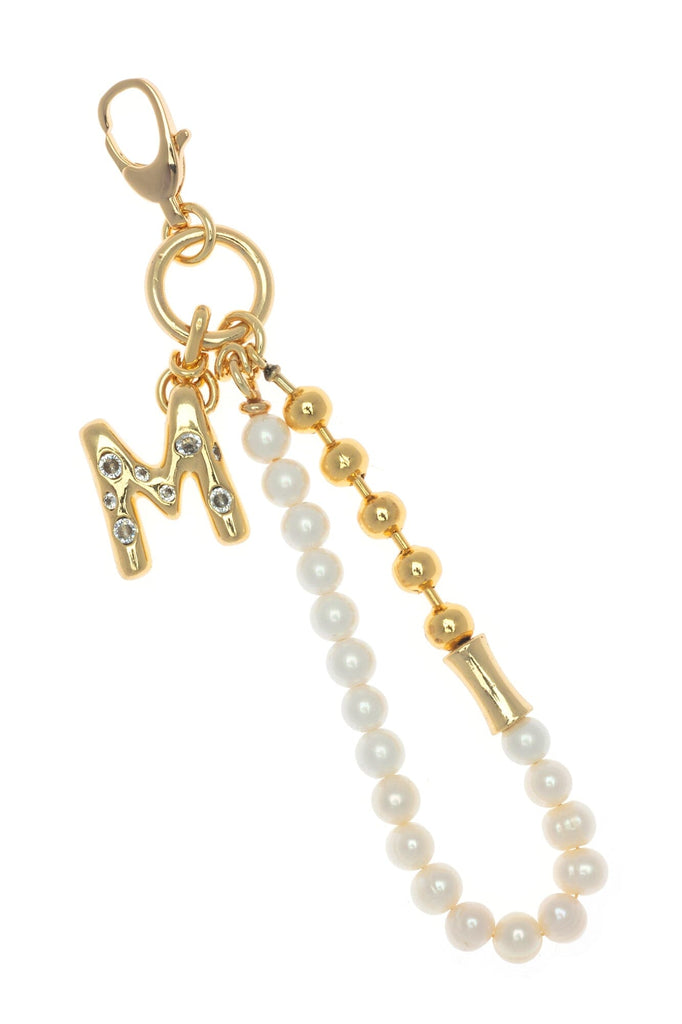 M Gold White Elegant Keychain - Nakamol