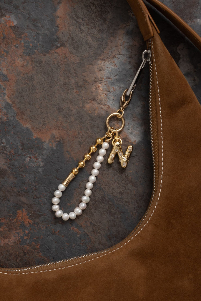 N Gold White Elegant Keychain - Nakamol