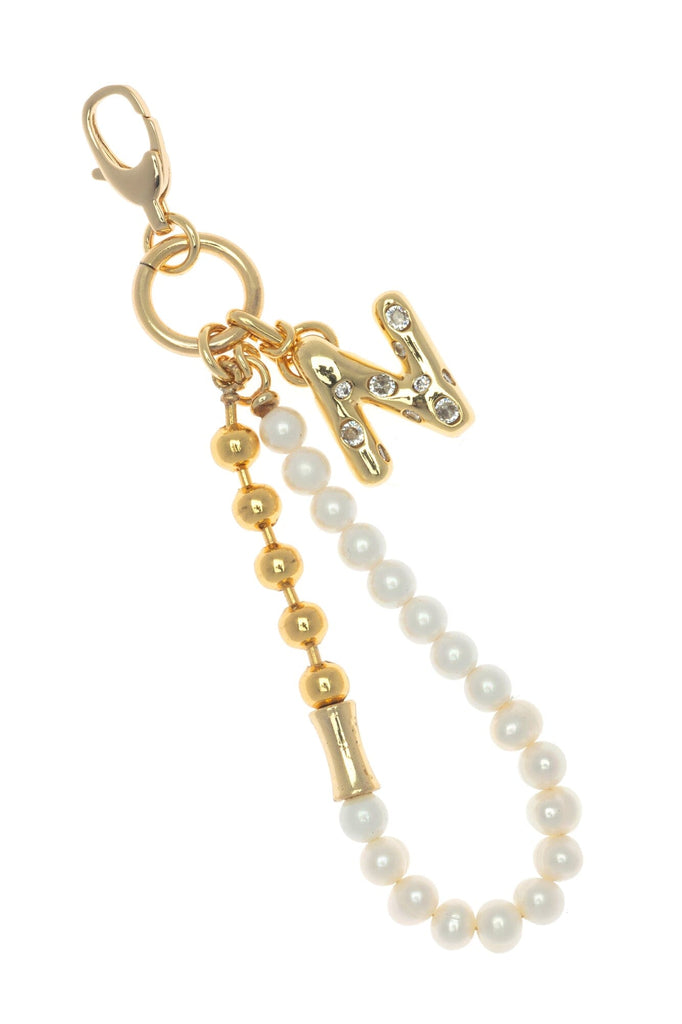 N Gold White Elegant Keychain - Nakamol