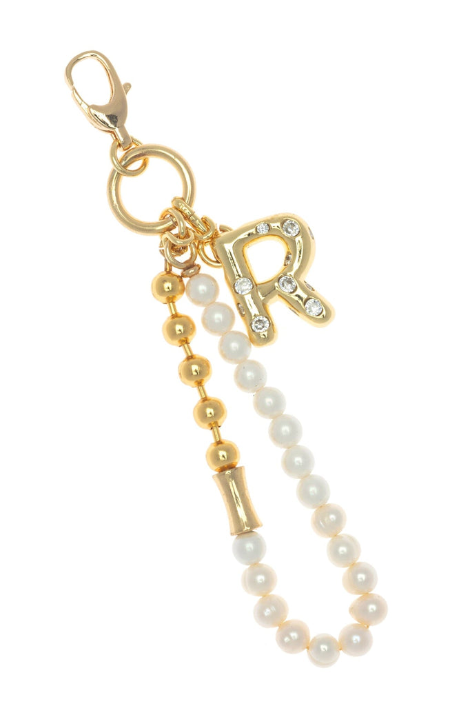 R Gold White Elegant Keychain - Nakamol