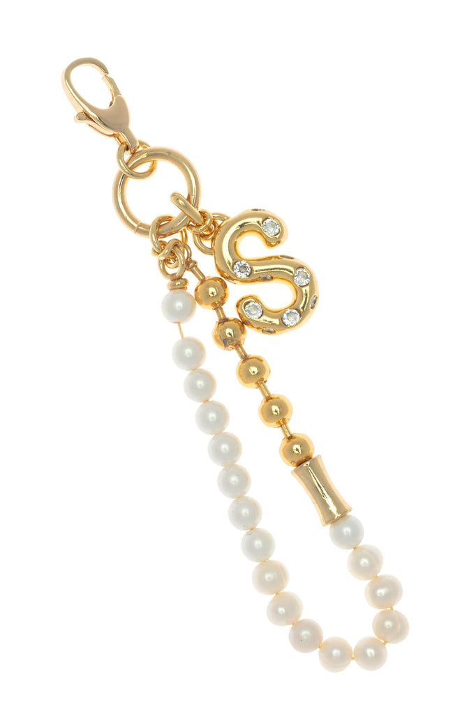 S Gold White Elegant Keychain - Nakamol
