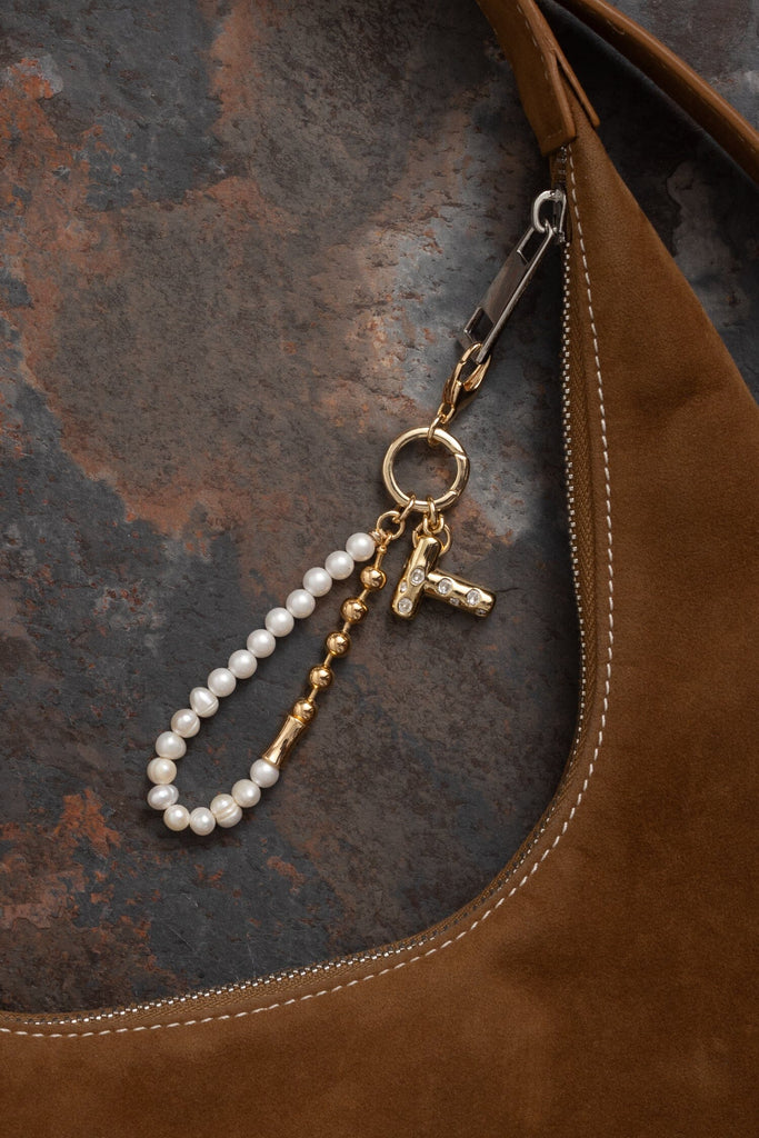 T Gold White Elegant Keychain - Nakamol