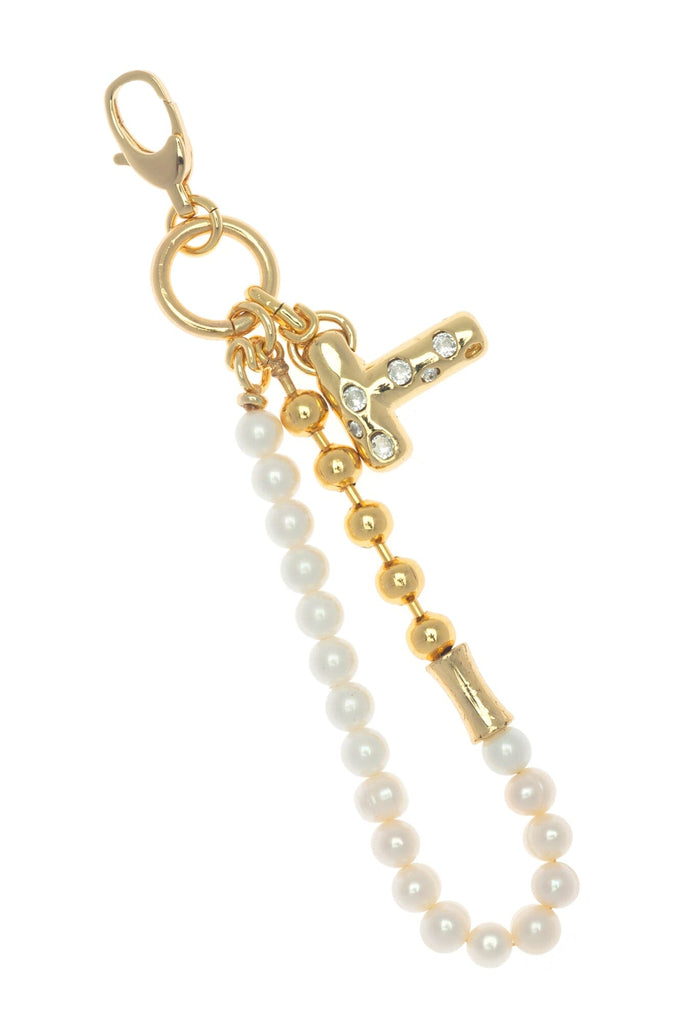 T Gold White Elegant Keychain - Nakamol